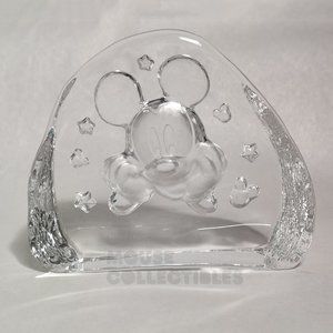 Disney Parks Arribas Brothers Mickey Mouse Glass Paperweight Figure Intaglio